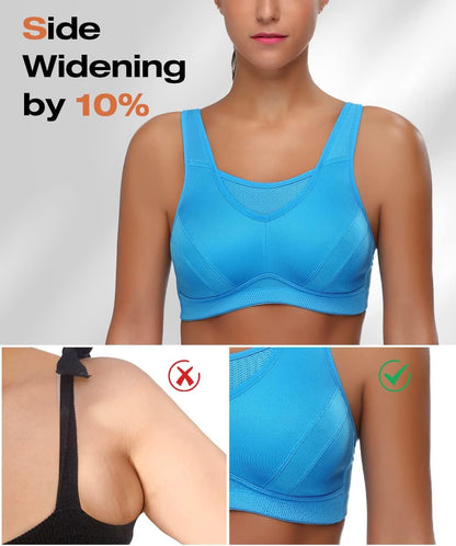 Women'S High Impact Sports Bra Full Coverage Wirefree Non Padded Workout Bra plus Size