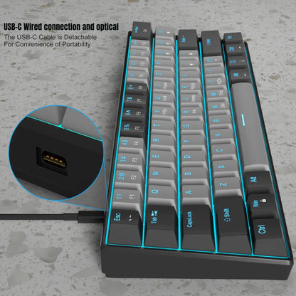 60% Customized Wired Mechanical Keyboard, STAR61 Gaming Keyboard, Laptop Office Keyboard