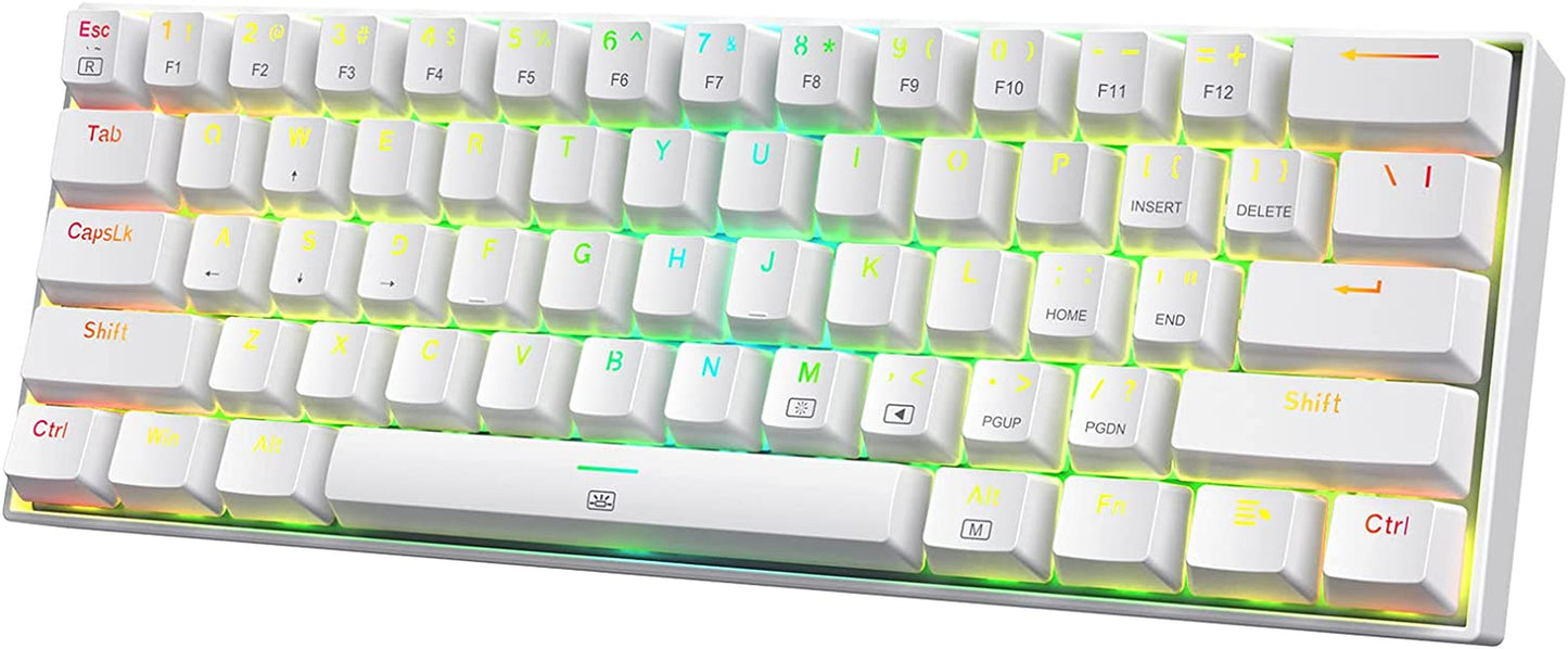 K630 Dragonborn 60% Wired RGB Gaming Keyboard, 61 Keys Compact Mechanical Keyboard with Linear Red Switch, Pro Driver Support, White