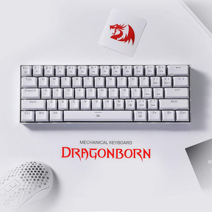 K630 Dragonborn 60% Wired RGB Gaming Keyboard, 61 Keys Compact Mechanical Keyboard with Linear Red Switch, Pro Driver Support, White