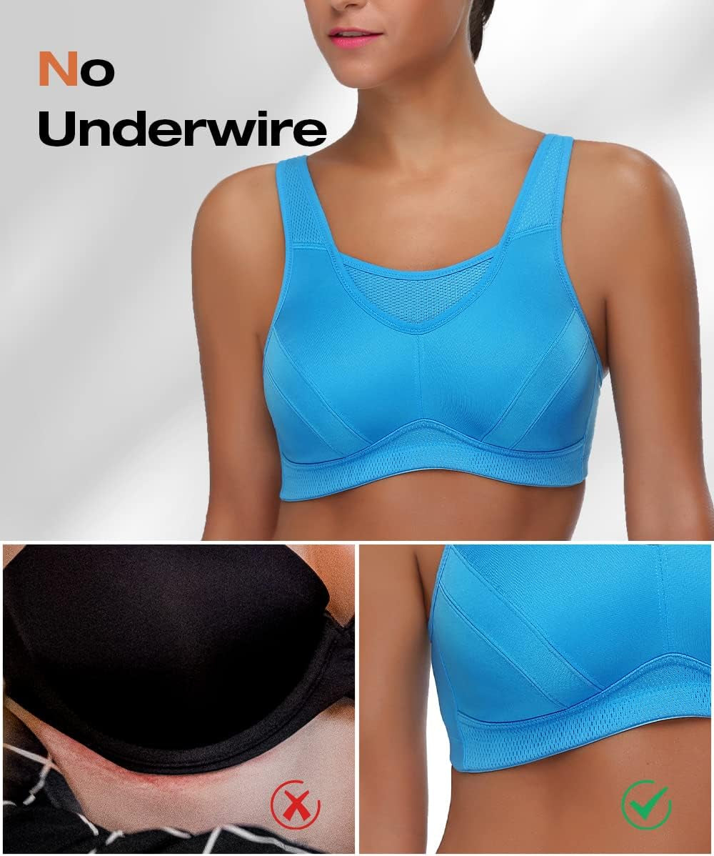 Women'S High Impact Sports Bra Full Coverage Wirefree Non Padded Workout Bra plus Size