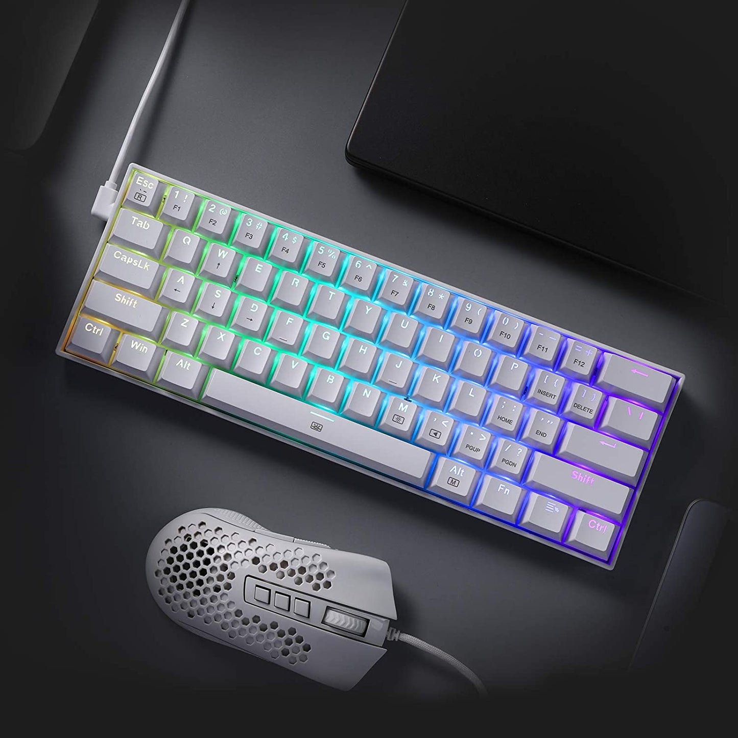 K630 Dragonborn 60% Wired RGB Gaming Keyboard, 61 Keys Compact Mechanical Keyboard with Linear Red Switch, Pro Driver Support, White